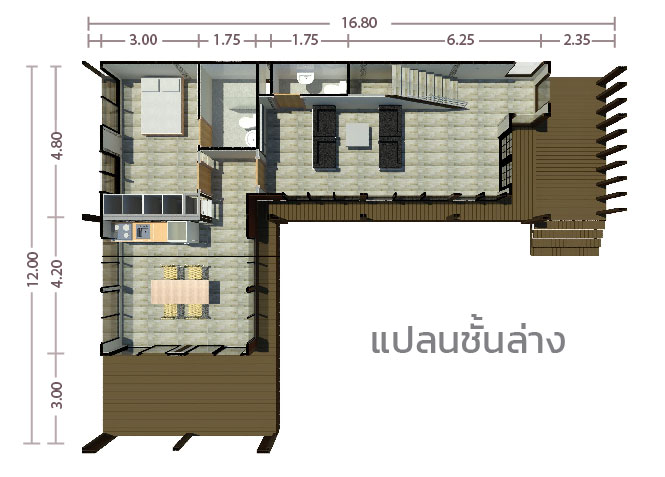 บ้านโมดูลักซ์ L4-M1 plan ชั้น 1 บ้านโมดูลักซ์ L4-M1 plan ชั้น 1