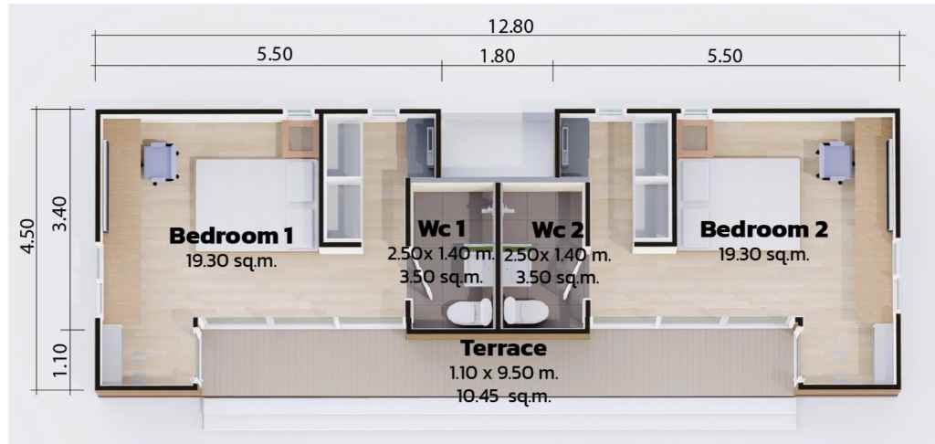 MO-03 บ้านน็อคดาวน์สไตล์โมเดิร์น แปลน